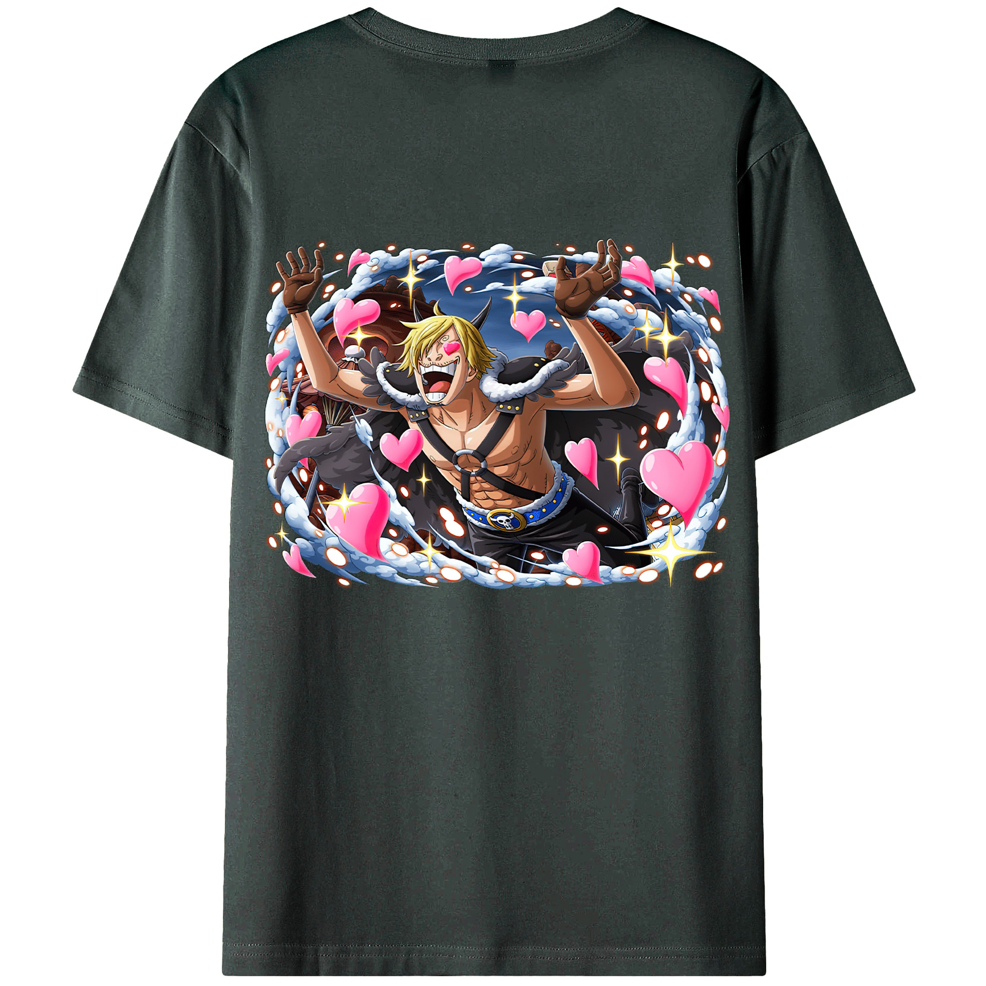 （画像用） ワンピース サンジ ONE PIECE Sanji 綿100％ メンズ半袖Tシャツ（バックプリント） 通気性